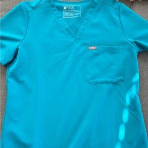 Figs Teal Scrub Top